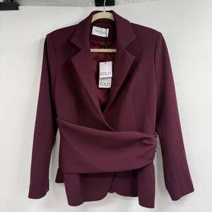 NWT The Fold Collingham Blazer Jacket Women's US 10 Burgundy Red Notch Lapel